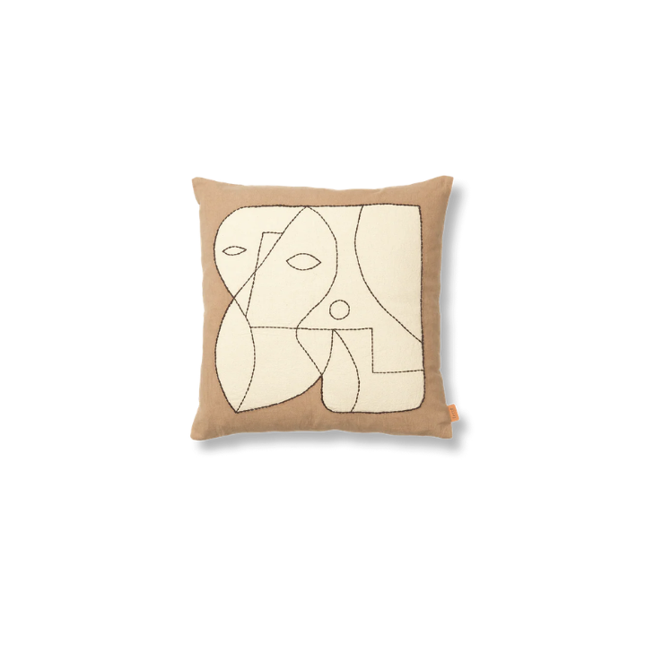 Figure Cushion Cover - Dark Taupe / Off White