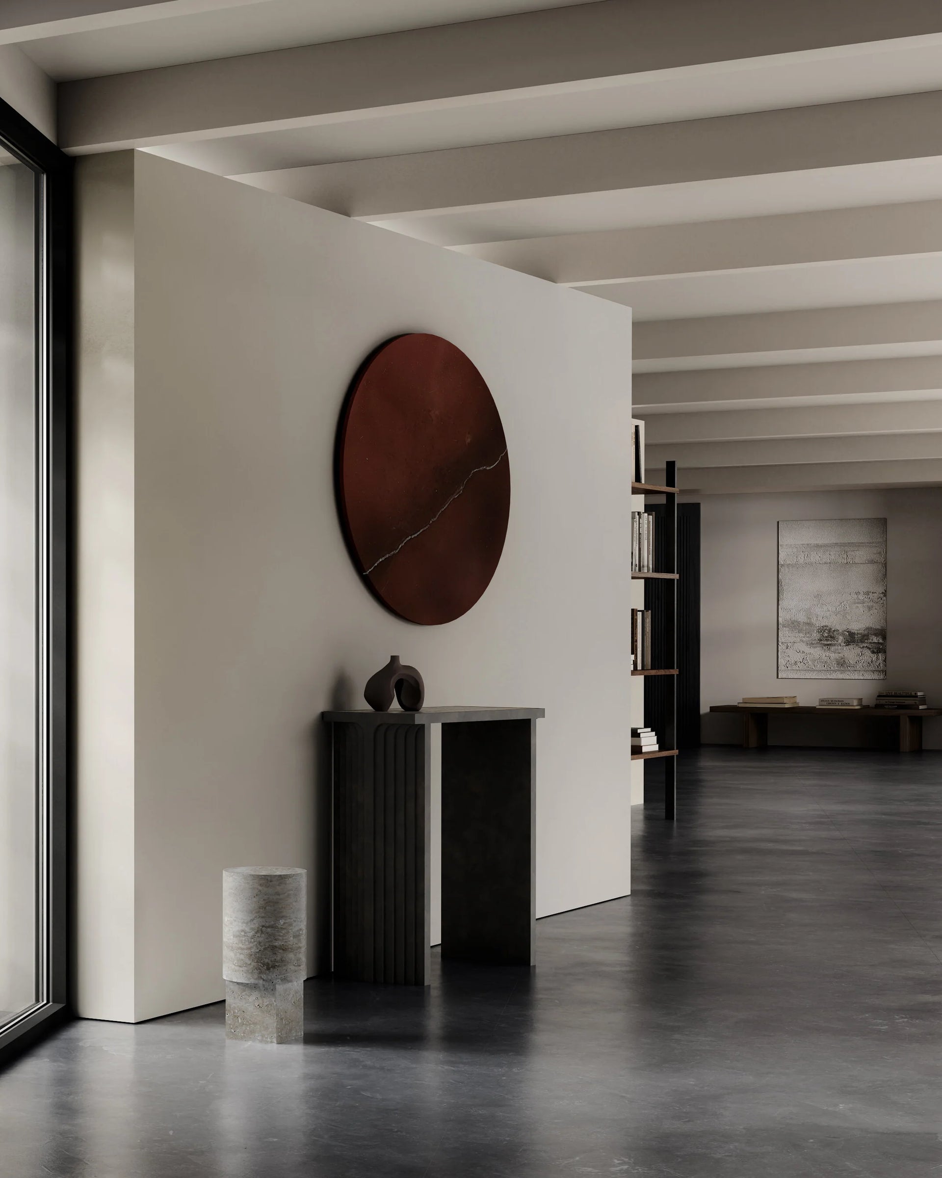 Column Table Silver Travertine