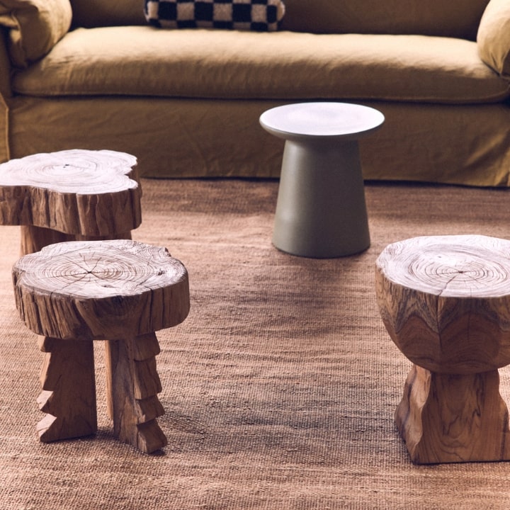 Tabouret en bois rond