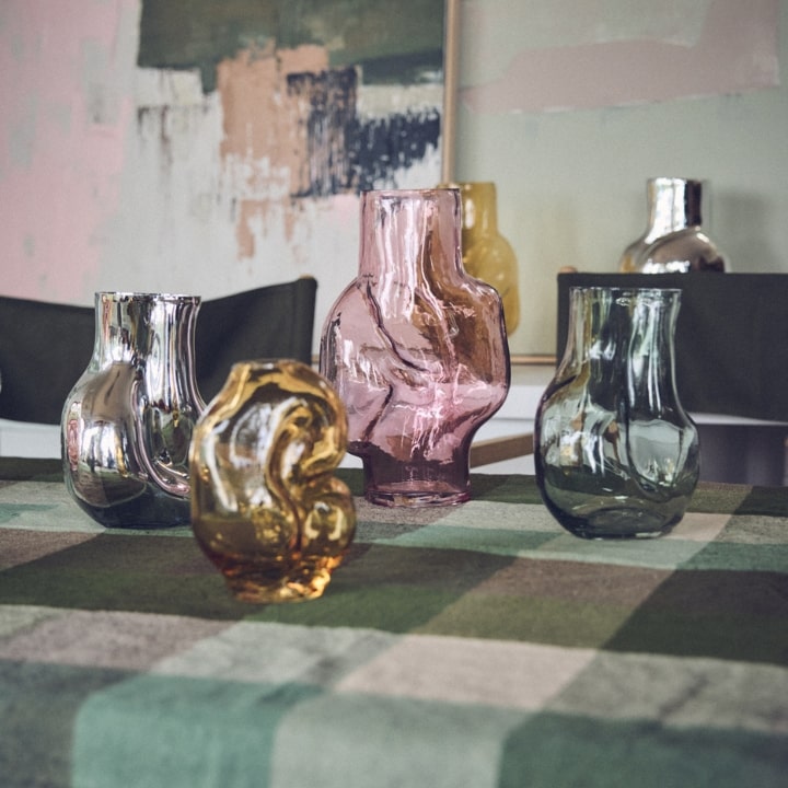 Gleam glass high vase rose